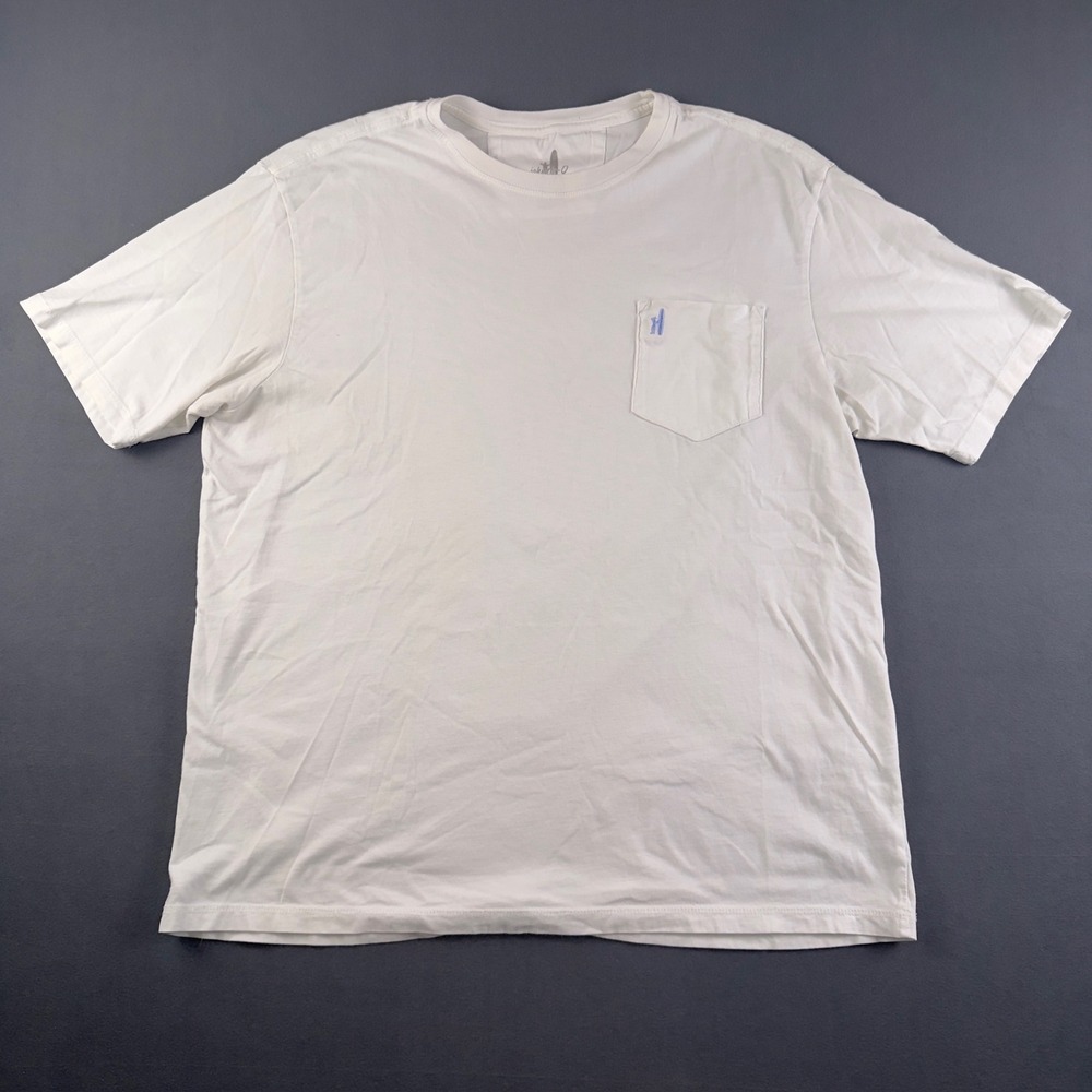 Johnnie-O Mens XL White Short Sleeve Pocket T-Shirt Cotton Surfer Logo Crewneck